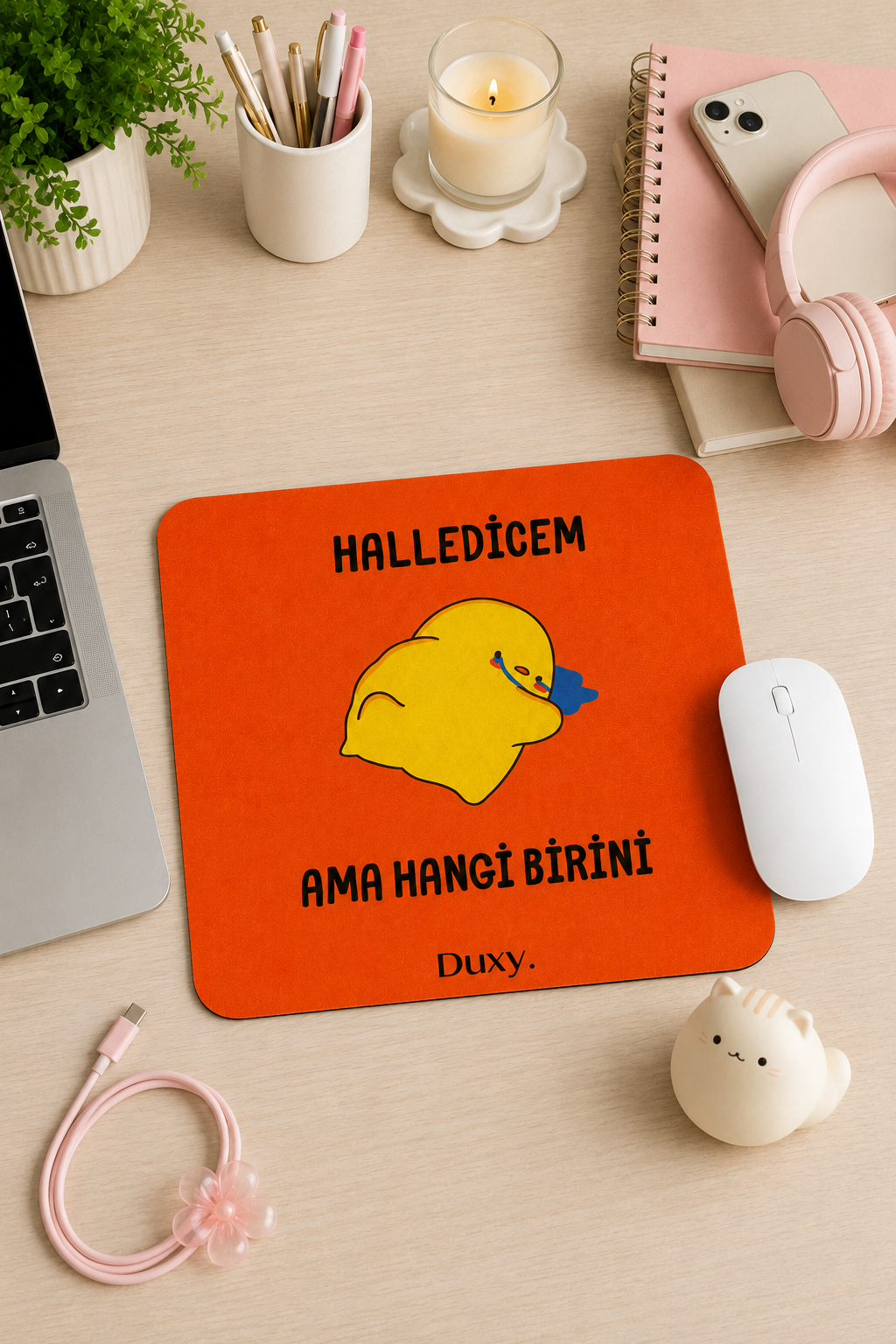Eğlenceli Desenli Kauçuk Kaymaz Tabanlı Mouse Pad – 22x18 cm - Yumuşak Kumaş Yüzey
