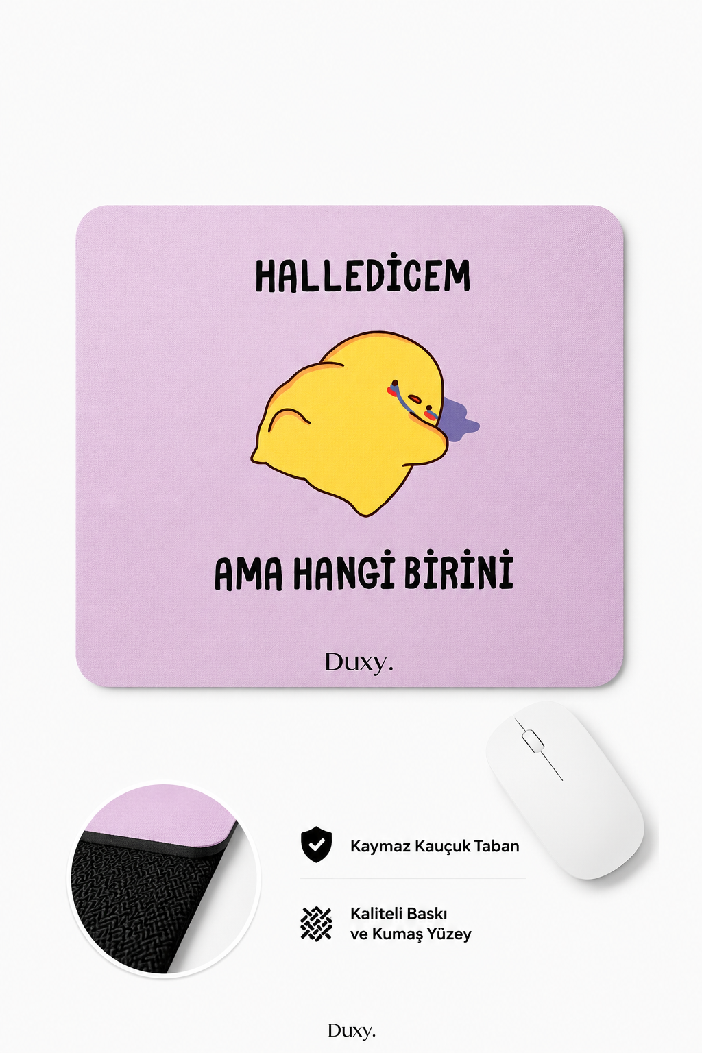Eğlenceli Desenli Kauçuk Kaymaz Tabanlı Mouse Pad – 22x18 cm - Yumuşak Kumaş Yüzey