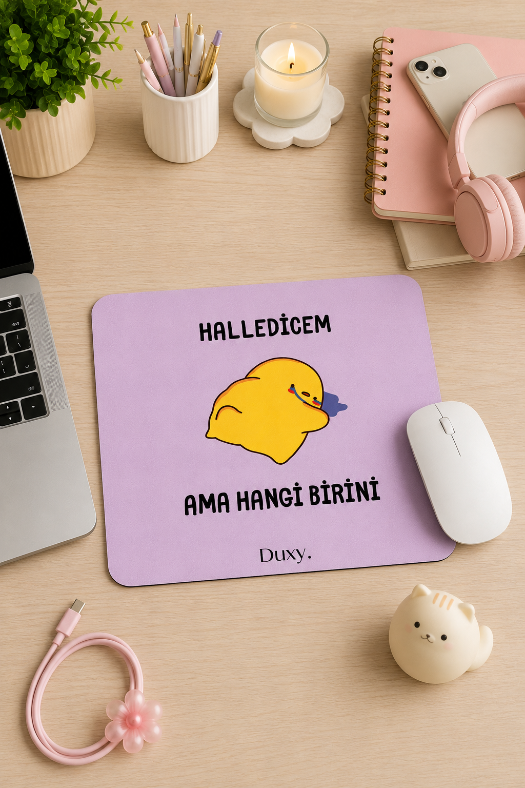 Eğlenceli Desenli Kauçuk Kaymaz Tabanlı Mouse Pad – 22x18 cm - Yumuşak Kumaş Yüzey