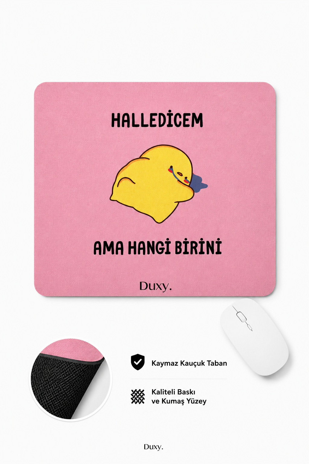 Eğlenceli Desenli Kauçuk Kaymaz Tabanlı Mouse Pad – 22x18 cm - Yumuşak Kumaş Yüzey