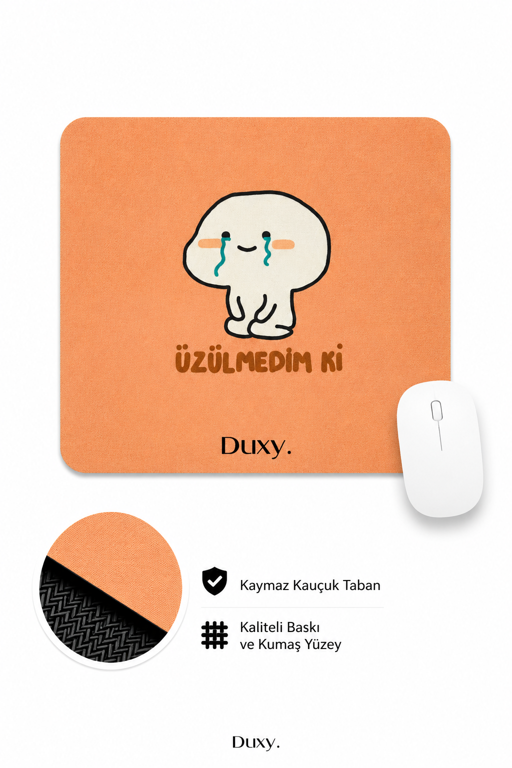 Eğlenceli Desenli Kauçuk Kaymaz Tabanlı Mouse Pad – 22x18 cm - Yumuşak Kumaş Yüzey