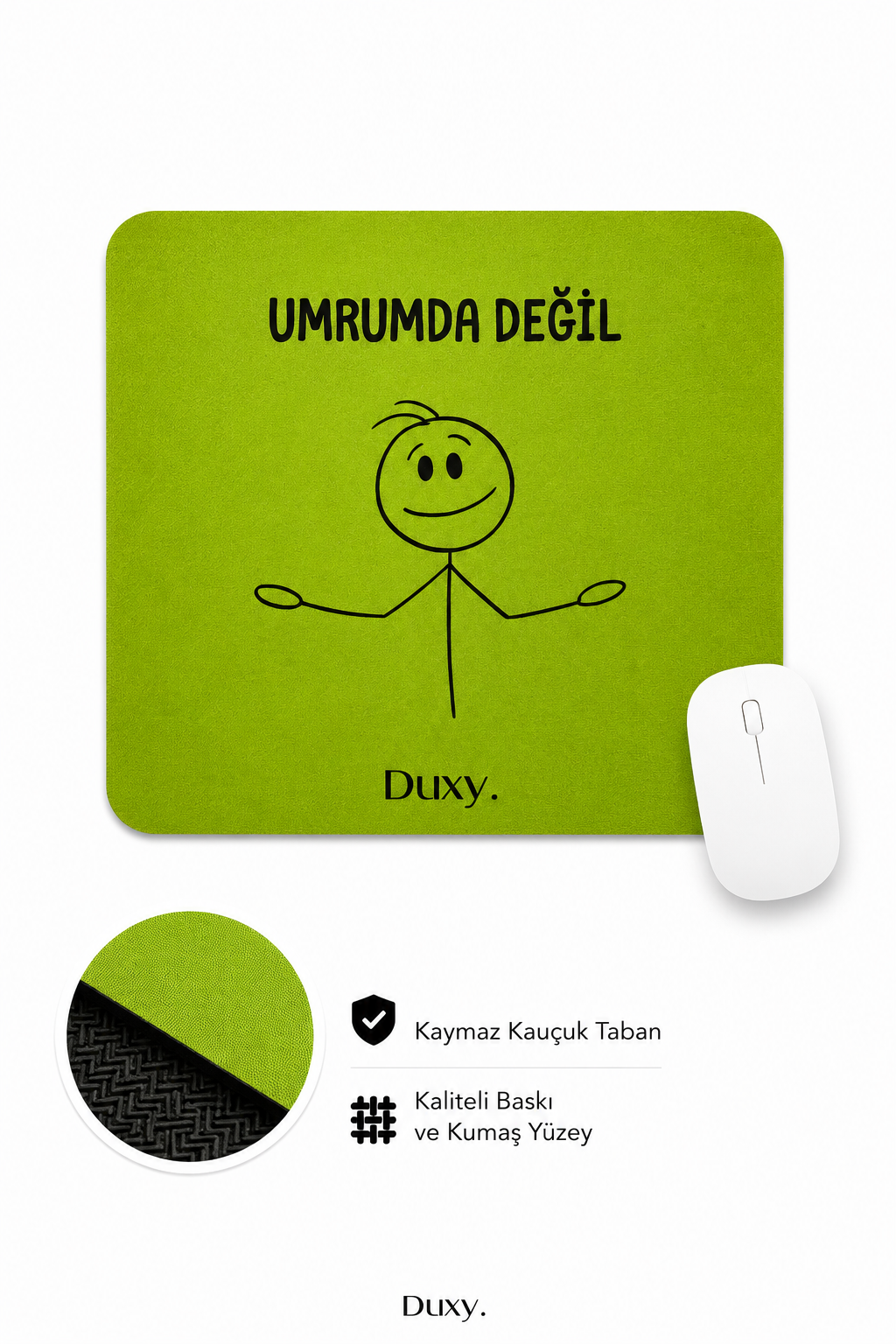 Eğlenceli Desenli Kauçuk Kaymaz Tabanlı Mouse Pad – 22x18 cm - Yumuşak Kumaş Yüzey
