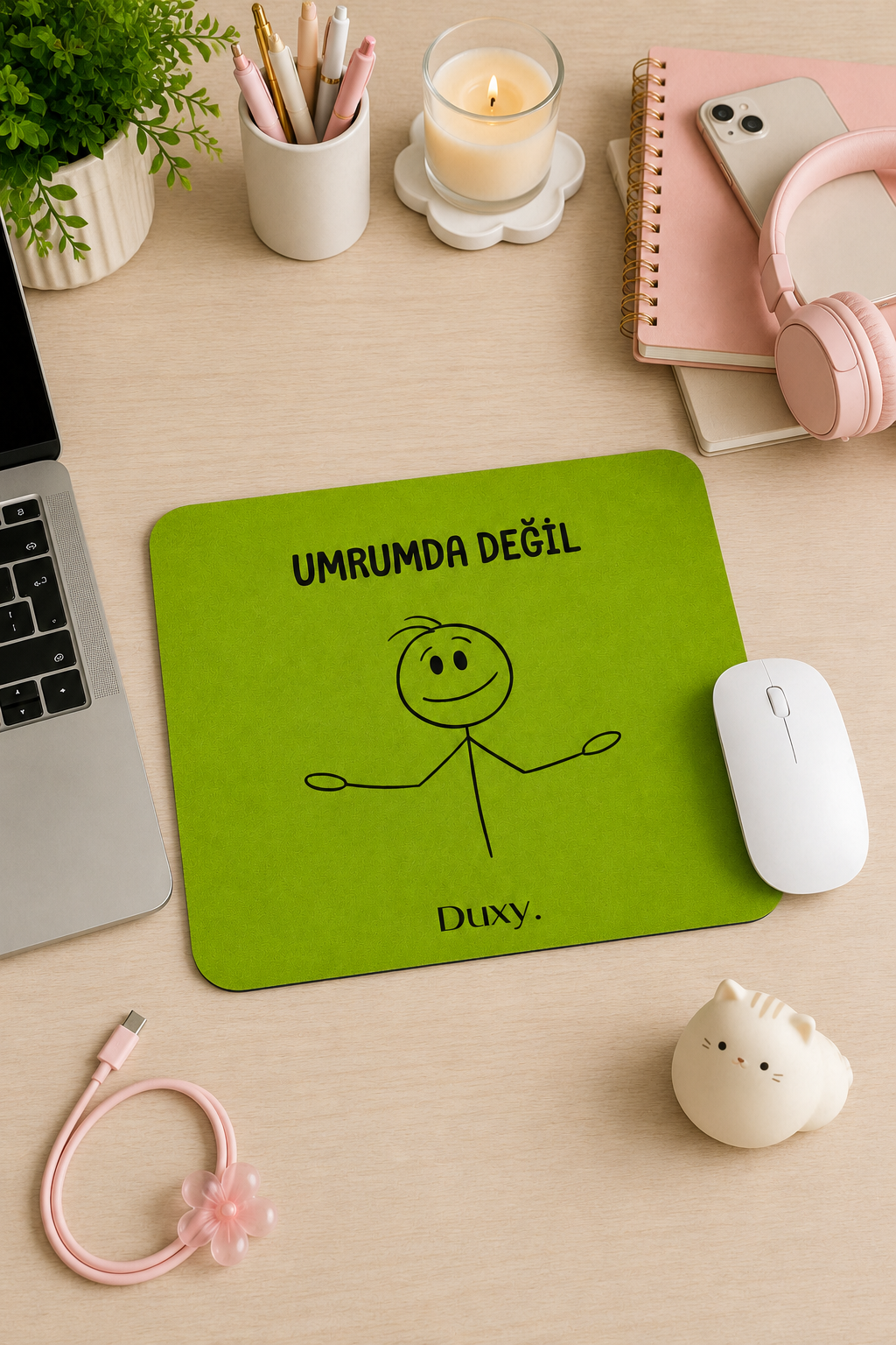 Eğlenceli Desenli Kauçuk Kaymaz Tabanlı Mouse Pad – 22x18 cm - Yumuşak Kumaş Yüzey