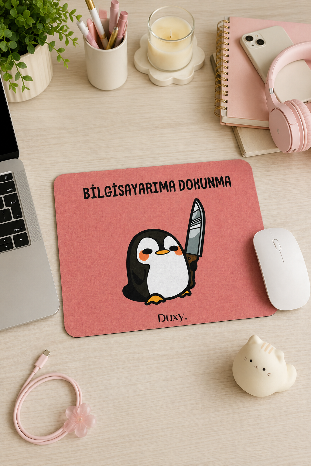 Eğlenceli Desenli Kauçuk Kaymaz Tabanlı Mouse Pad – 22x18 cm - Yumuşak Kumaş Yüzey