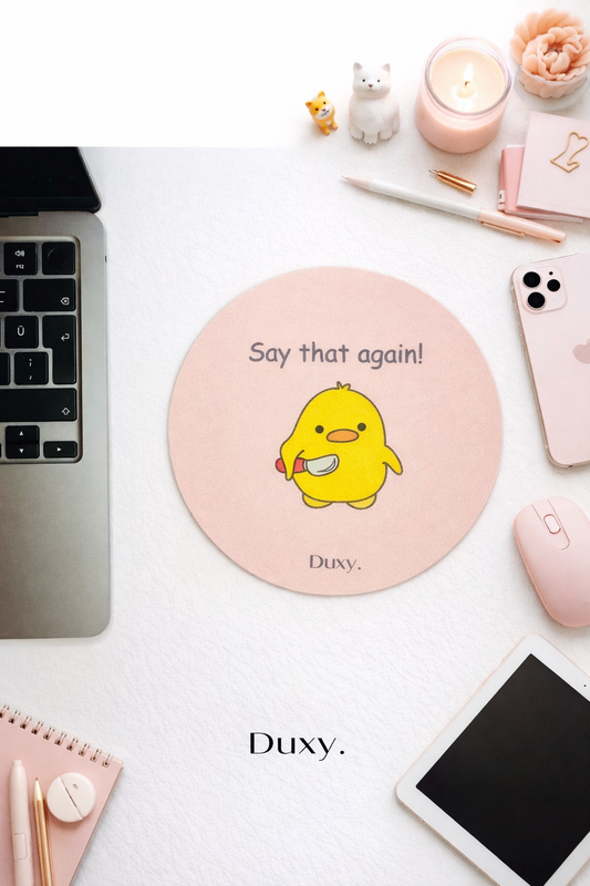 Espirili Civciv Desenli Kauçuk Kaymaz Tabanlı Mouse Pad – 19 cm - Yumuşak Kumaş Yüzey