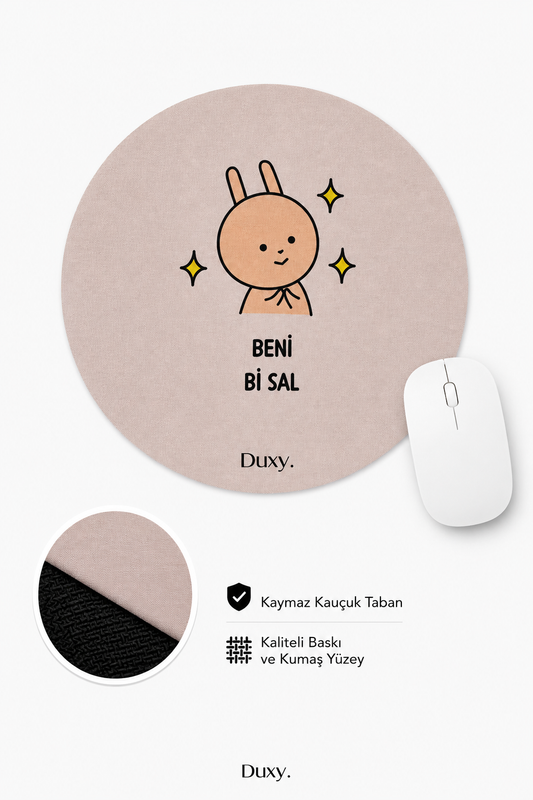 Eğlenceli Desenli Kauçuk Kaymaz Tabanlı Mouse Pad – 19 cm - Yumuşak Kumaş Yüzey