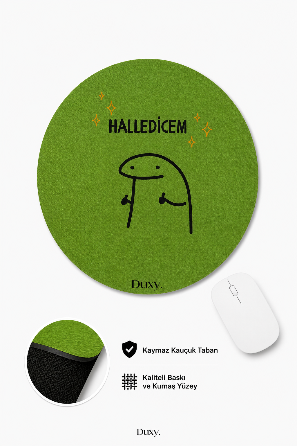 Eğlenceli Desenli Kauçuk Kaymaz Tabanlı Mouse Pad – 19 cm - Yumuşak Kumaş Yüzey
