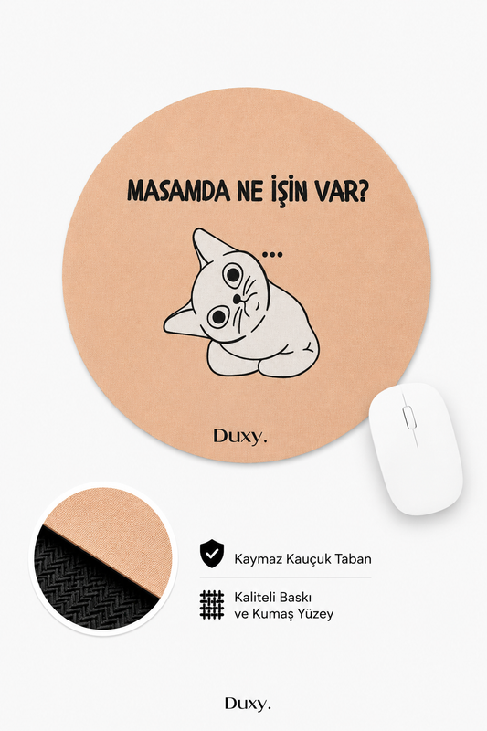 Eğlenceli Desenli Kauçuk Kaymaz Tabanlı Mouse Pad – 19 cm - Yumuşak Kumaş Yüzey