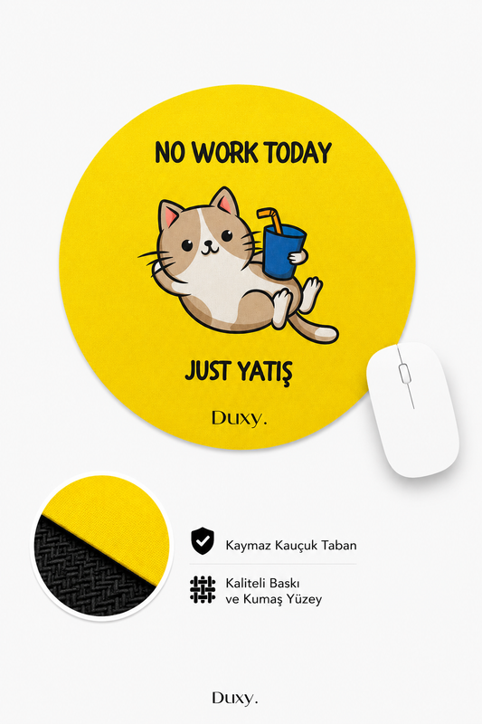 Eğlenceli Desenli Kauçuk Kaymaz Tabanlı Mouse Pad – 19 cm - Yumuşak Kumaş Yüzey